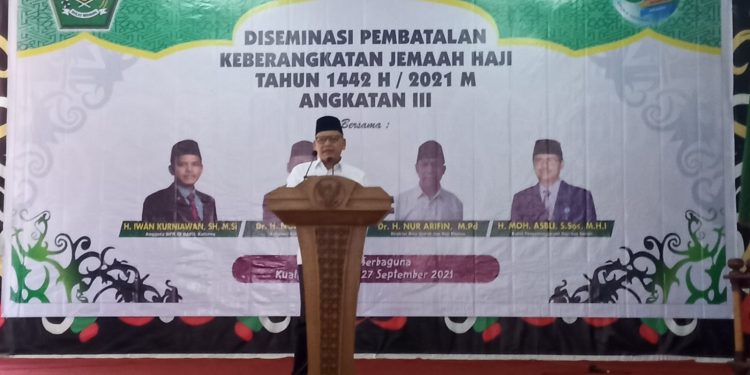Kakanwil Kemenag Kalteng Buka Kegiatan Desiminasi Pembatalan Keberangkatan Jemaah Haji Angkatan III di Seruyan